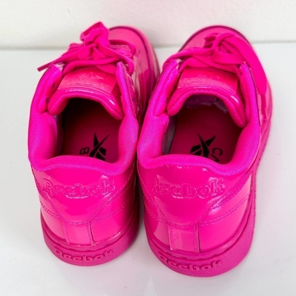 Hot Pink Patent Leather Sneakers Reebok Bold Loud Cardi B Club C Double 6.5 - Picture 6 of 13